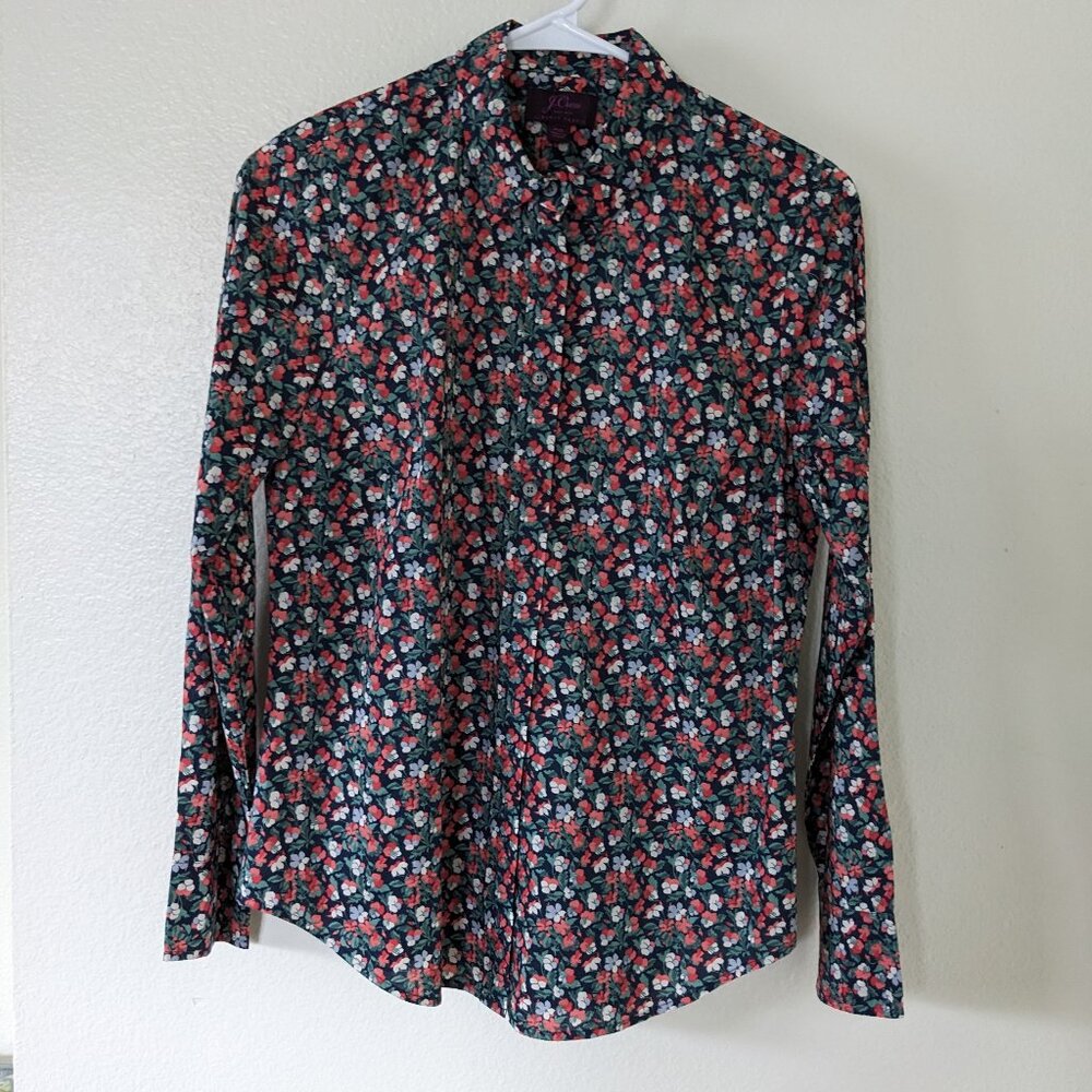 J.Crew made with Liberty Fabric Women's long sleeved shirt size P8